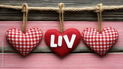 Three red hearts with 