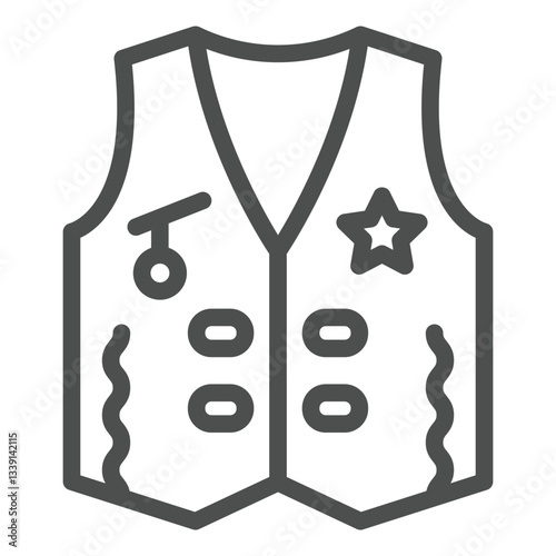 Cowboy vest line icon, west desert clothes concept. Vector graphics. American jacket sign on white background, outline style icon for mobile or web design.