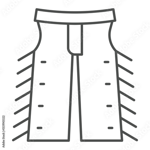 Cowboy pants thin line icon, west desert clothes concept. Vector graphics. American jeans sign on white background, outline style icon for mobile or web design.