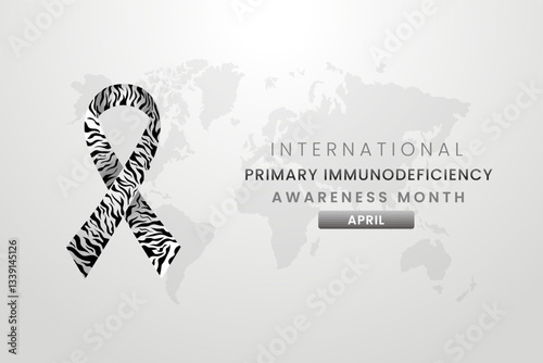 Primary Immunodeficiency awareness month background design with Zebra Colored Black and White ribbon.