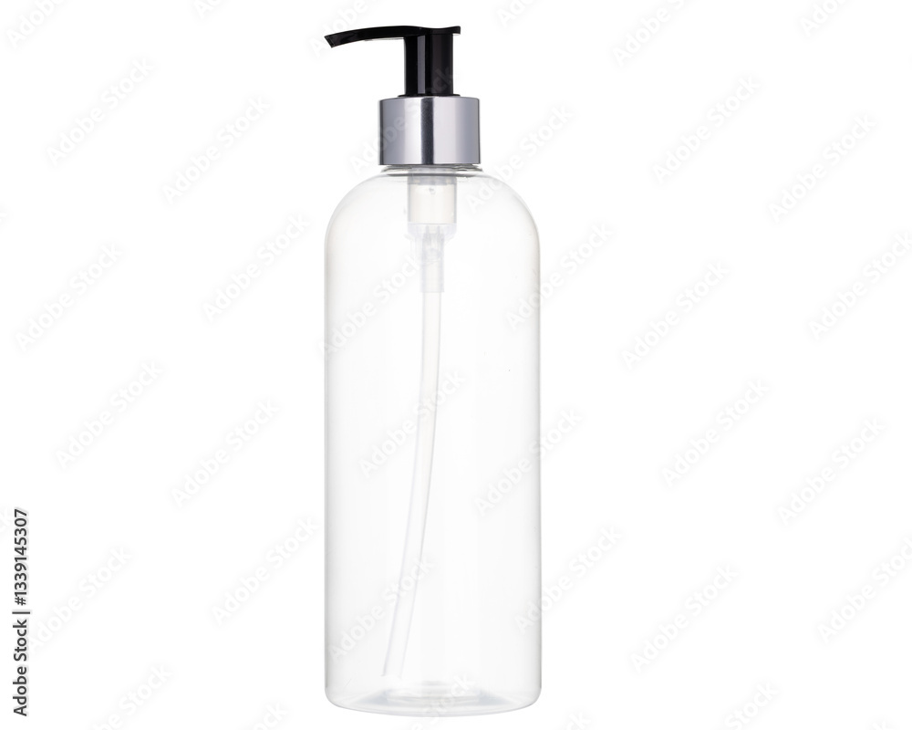 Fototapeta premium Transparent Pump Bottle with Silver Dispenser