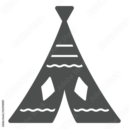 Indian wigwam solid icon, west desert concept. Vector graphics. Cone house with sign on white background, glyph style icon for mobile or web design.