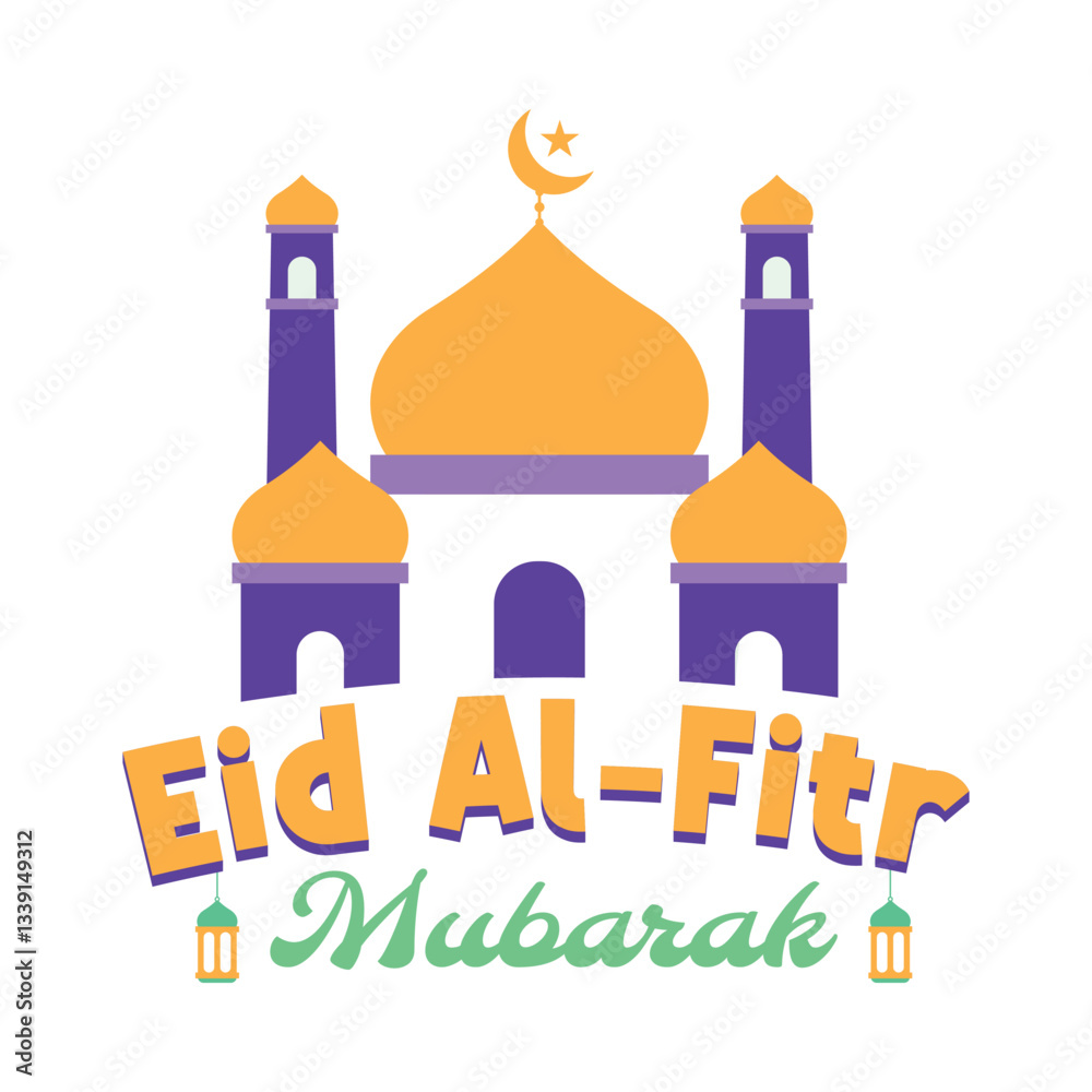 Naklejka premium Eid Mubarak design graphic element, eid al-fitr element