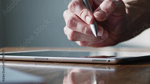 The Hand Using Digital Tablet