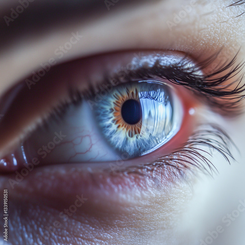 Close-up of an open human eye. Ophthalmologist, vision, attention, make-up, attention.
