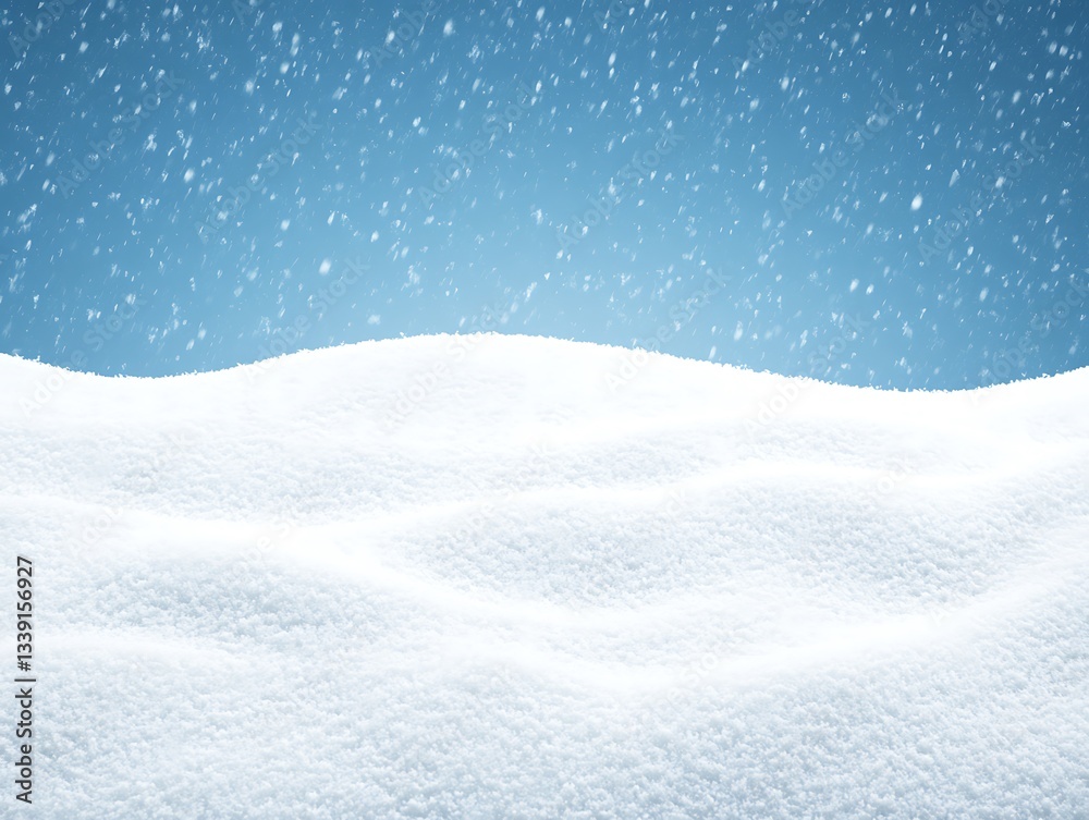 Snowy landscape for winter snowfall, serene background.