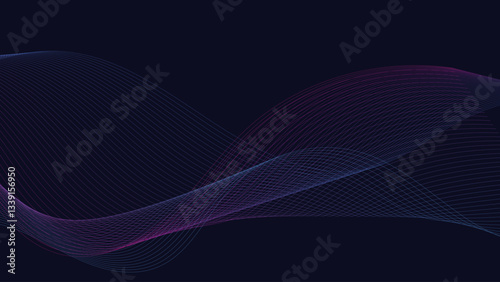 Vector glowing colorful wavy tech lines modern abstract background. Technology wave lines with swirl, frequency sound wave, twisted curve lines with blend effect.