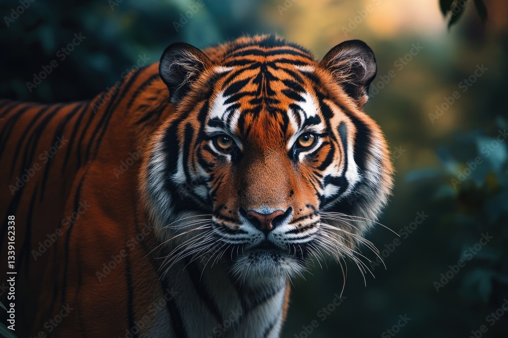 A majestic tiger displaying its striking orange and black striped fur
