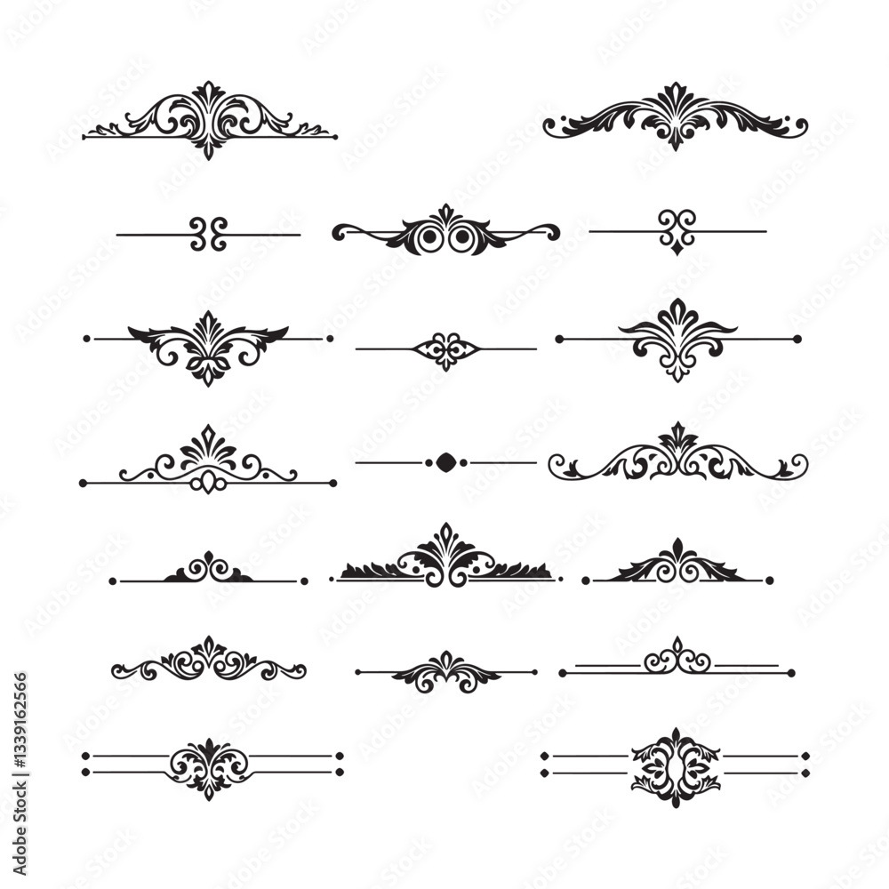 vintage calligraphic ornamental frame vector set of baroque victorian and decorative page border design elements illustrations