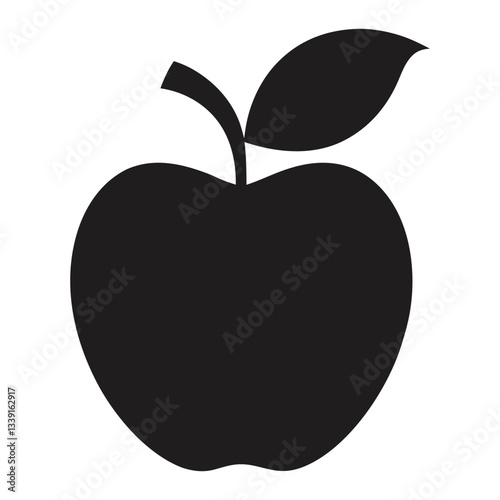 apple fruit with leaf flat icon for food vector