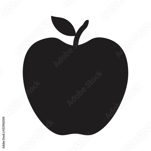 apple fruit with leaf flat icon for food vector