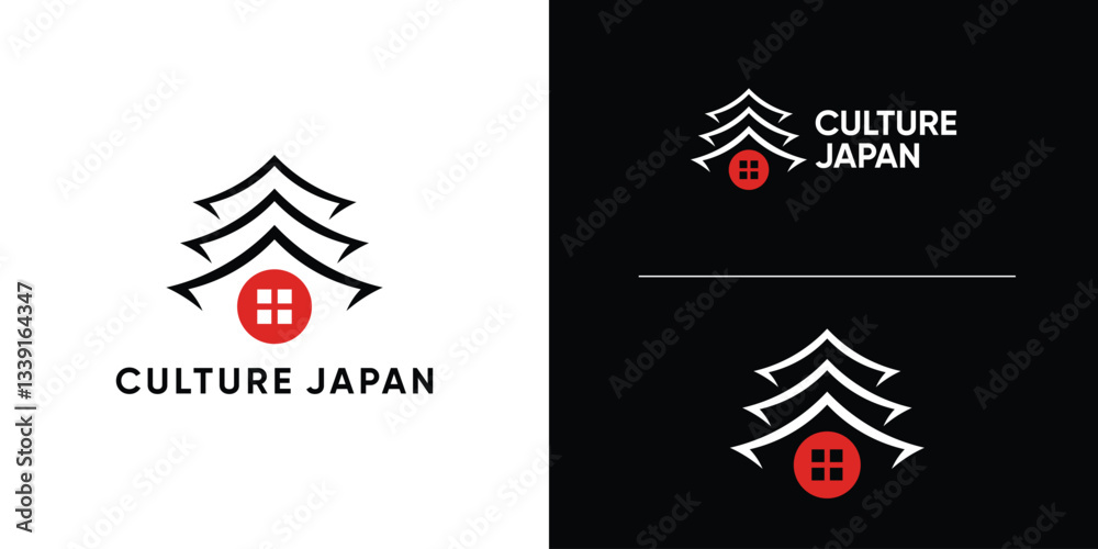 Obraz premium Japanese pagoda logo design simple, minimalist, elegant.