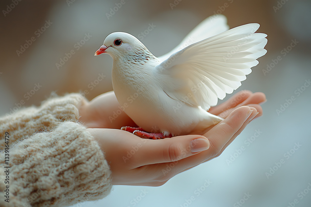 A pair of hands gently holding a white dove, symbolizing peace, diplomacy, and international unity. A pair of hands gently holding a white dove, symbolizing peace, diplomacy, and international unity.