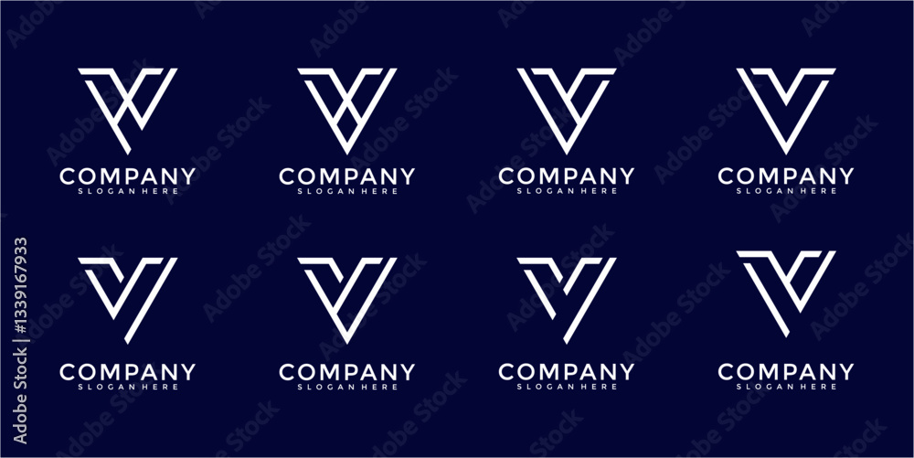 Set Of Abstract White Logo Designs Set Of Abstract White Logo Designs