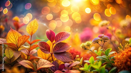 Abstract Foliage Poster: Earth Tone Leaves & Organic Shapes - Bokeh Wall Art