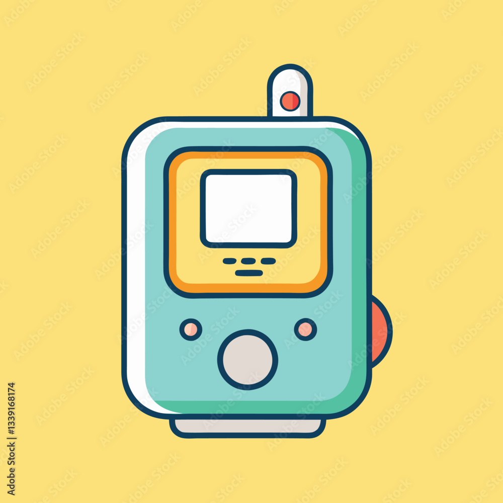 Retro Handheld Game Device Vector Illustration, A vibrant vector illustration of a retro handheld game device with buttons and a screen, designed in a fun, minimalist style.
Retro Handheld Game Device Vector Illustration, A vibrant vector illustration of a retro handheld game device with buttons and a screen, designed in a fun, minimalist style.