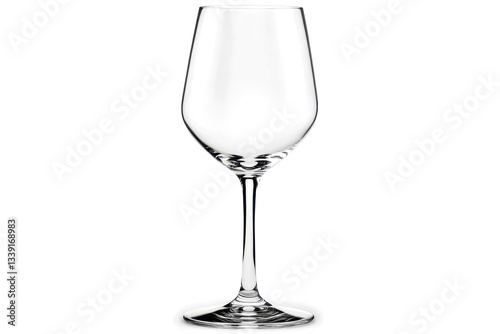 Close Up of Crystal Wine Glass Isolated on White and transparent Elegant Classic Design for Luxury Advertising and Glassware