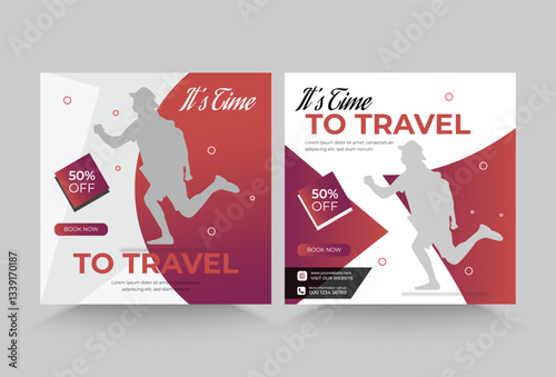 Travel and Tour social media post Instagram post or web banner template, 