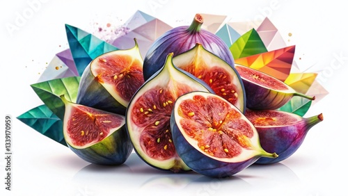 Abstract Double Exposure: Figs & Geometric Shapes - Artistic Stock Photo