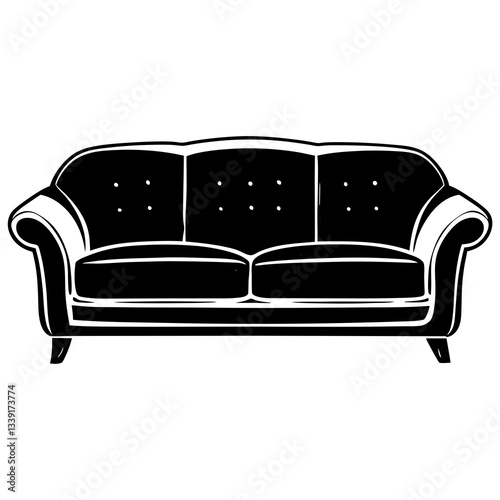 a stylish black and white sofa, ideal for living rooms or office space vector illustration