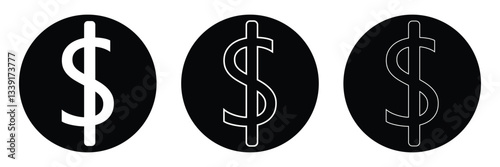 American dollar currency or dollar symbol flat icon for apps and websites .Vector Illustration . 