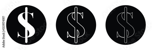 American dollar currency or dollar symbol flat icon for apps and websites .Vector Illustration . 