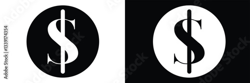 American dollar currency or dollar symbol flat icon for apps and websites .Vector Illustration . 