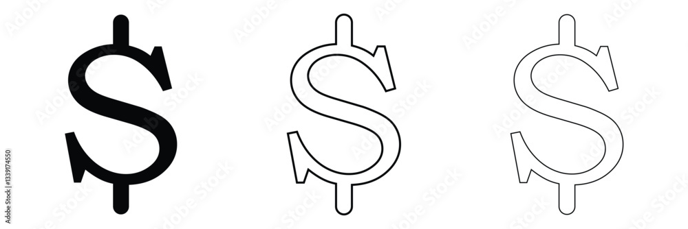 Obraz premium American dollar currency or dollar symbol flat icon for apps and websites .Vector&nbsp;Illustration&nbsp;. 