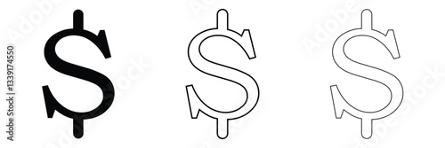 American dollar currency or dollar symbol flat icon for apps and websites .Vector Illustration . 