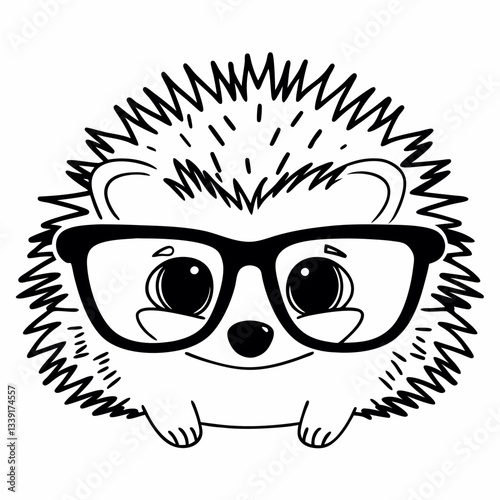 a cartoon image of a cute hedgehog wearing glasses