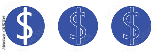 American dollar currency or dollar symbol flat icon for apps and websites .Vector Illustration . 
