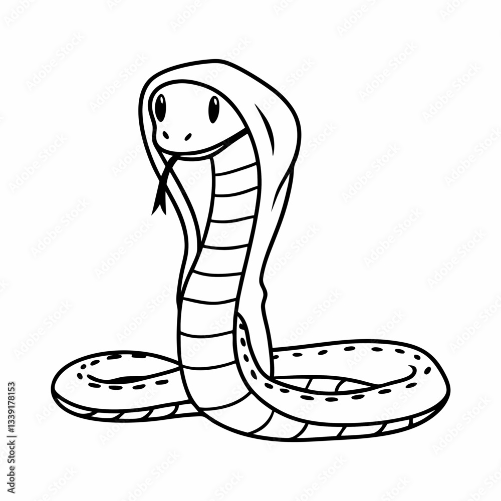 Fototapeta premium a simple illustration of a cobra snake standing tall with hood expanded