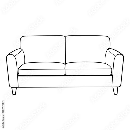 a minimalist line drawing of a modern two-seater sofa