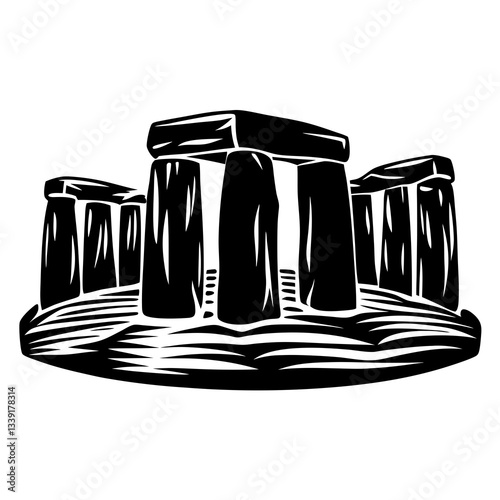 an illustration of the iconic Stonehenge monument, standing proudly in a field, a testament to history and human endeavor
