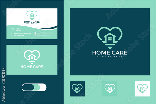 Teal and Mint Green Home Care Logo Design with Business Cards