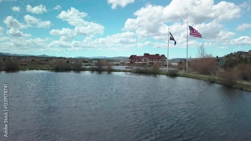 Ascending drone shot of the statutory town of Fraser, located in Grand County, Colorado, USA