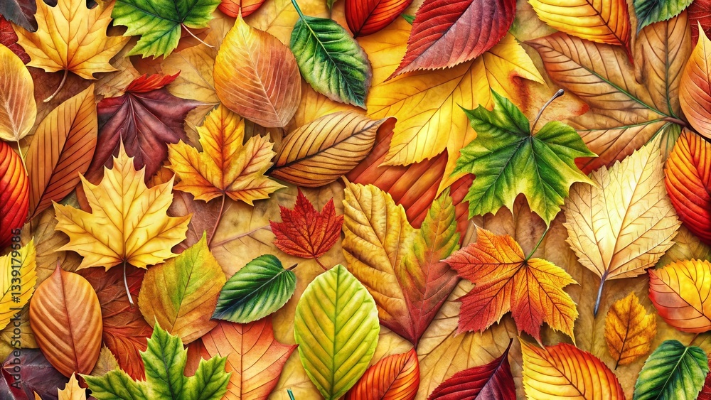 Fototapeta premium Abstract Autumn Leaves Background. Floral Wallpaper Design for Home Decor & Fabric Prints