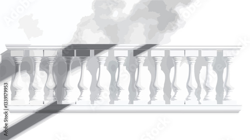 The image is a grayscale abstract representation of a film strip.  The film strip is depicted with a series of indistinct, wavy, silhouetted figures.  A dark, diagonal element intersects the film