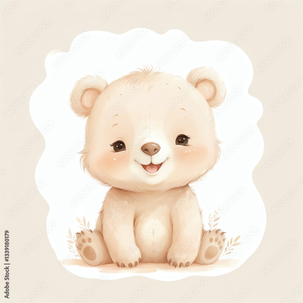 Fototapeta premium Adorable and Soft Baby Bear Illustration