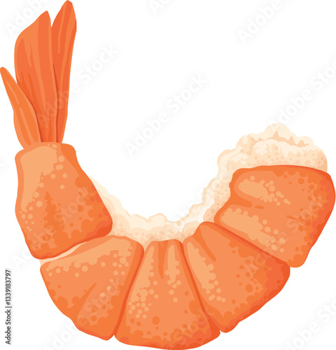 Cartoon shrimp. Raw or boiled seafood, tiger shrimps meat, king prawns without shell flat vector illustration icon. Ocean shrimps collection