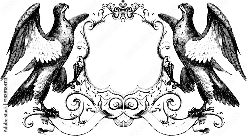 Fototapeta premium Vintage Heraldic Shield Illustrations