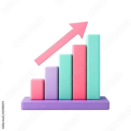 3D pastel bar graph with upward arrow, growth concept. Free Download 3D pastel bar graph with upward arrow, growth concept. - GFXLoad