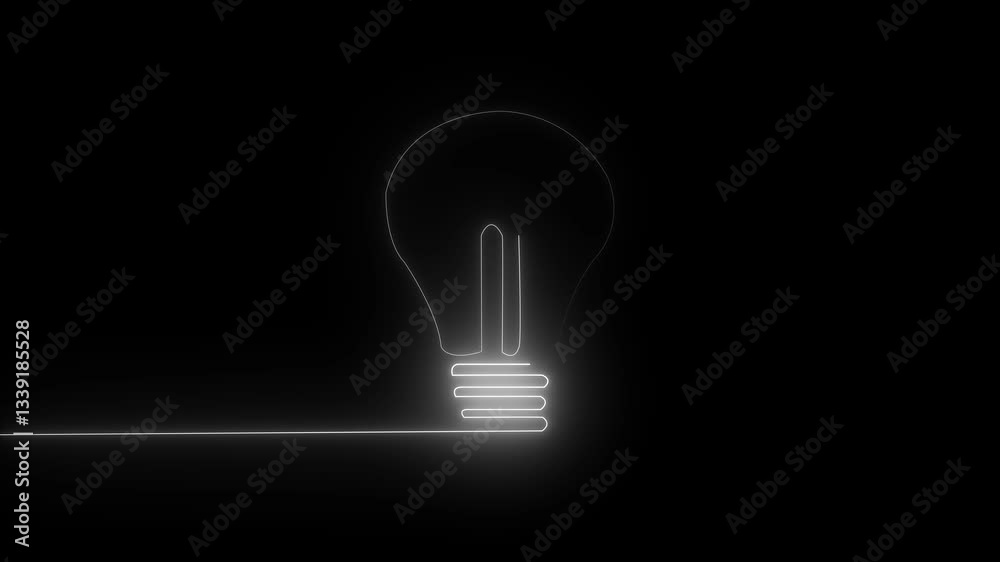 A glowing light bulb Glowing neon Electricity icon isolated on black background. HD Video motion graphic animation.black background