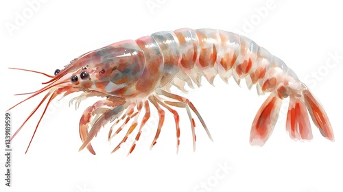 Wallpaper Mural Watercolor Painting of a Vivid Red Shrimp Torontodigital.ca