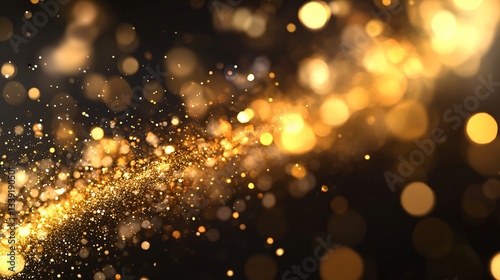 Golden shimmering particles, vibrant glowing lights creating a magical atmosphere, ideal for festive or celebratory themes.