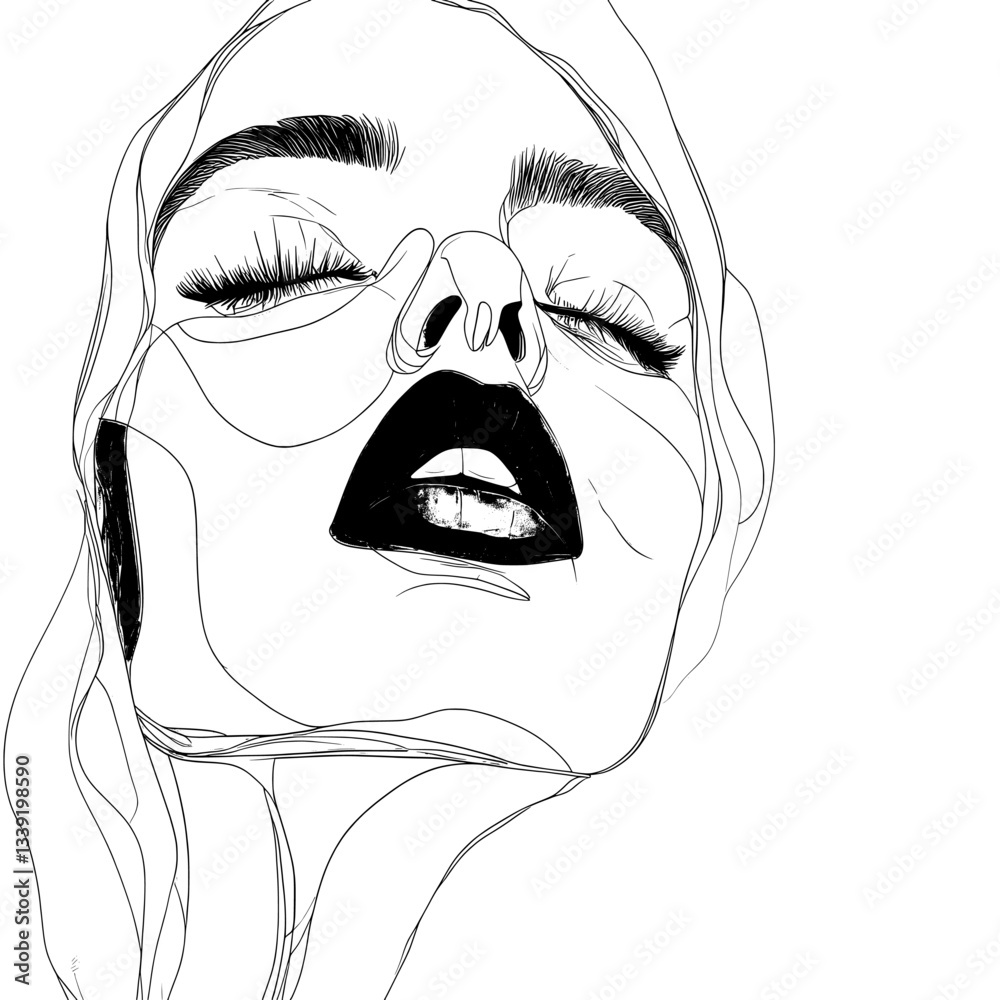 A minimalist illustration of a woman's face is created using a single continuous line, forming a simple yet elegant piece of art