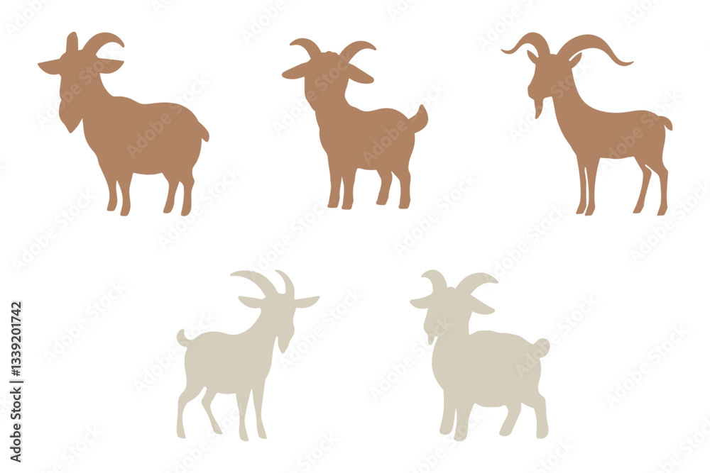 Goat Silhouette Icon Set Design Goat Silhouette Icon Set Design