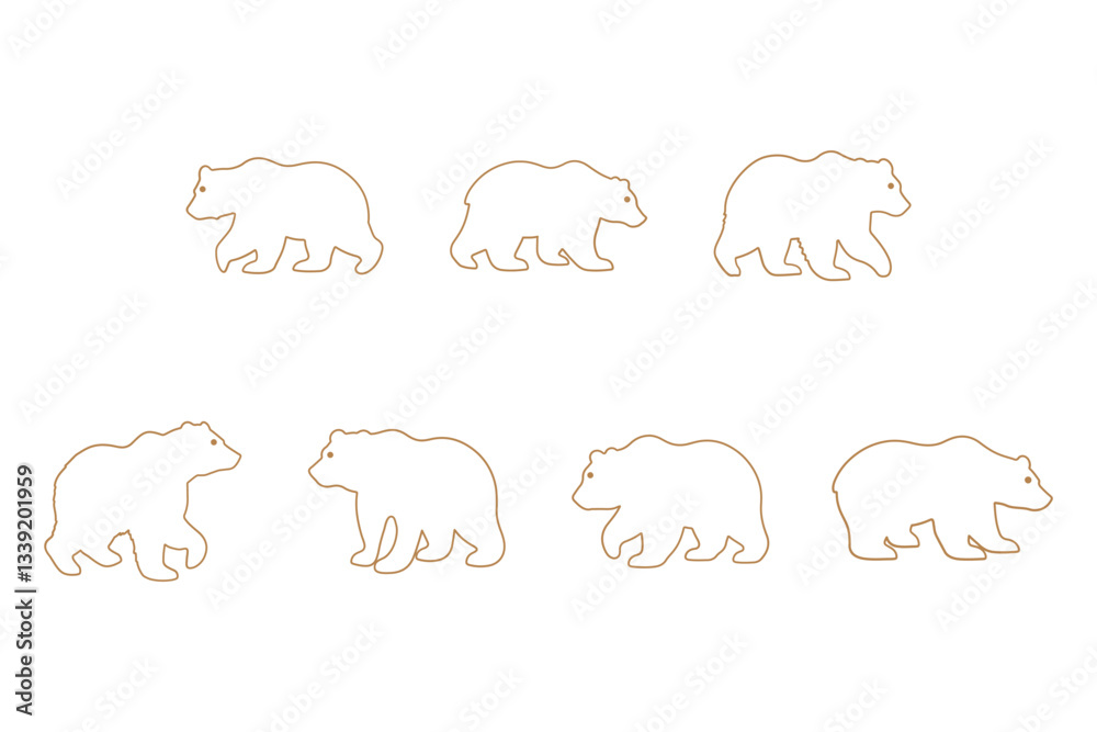 Grizzly Bear Outline Icon Set Grizzly Bear Outline Icon Set