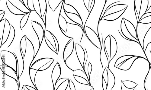 Modern EPS 10 features an abstract contemporary textile design with a seamless pattern of black tropical leaves on a white background