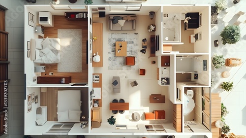 Modern Apartment Floor Plan Design Showing Interior Decor